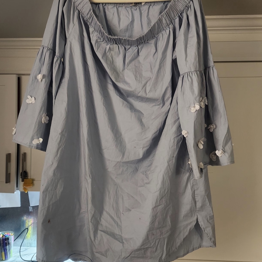 MICHAEL Michael Kors Light Blue Blouse with Floral Accents